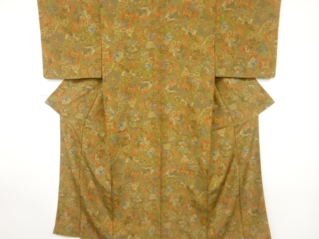 変わり七宝に花鳥模様小紋着物